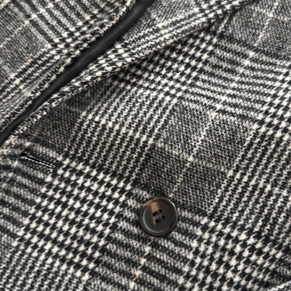 Lulus Chilly Out Black and White Glen Plaid Long Coat M - Picture 6 of 8